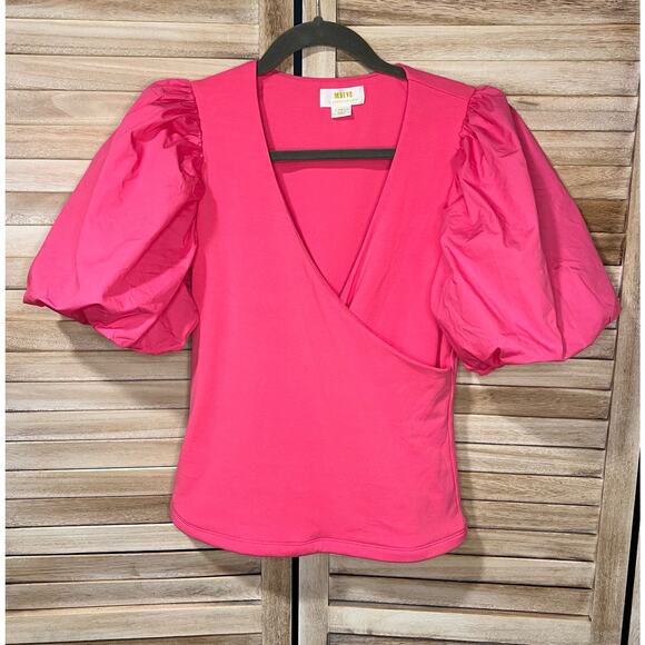 Elegant Pink Puff Sleeve Blouse - Picture 5 of 8